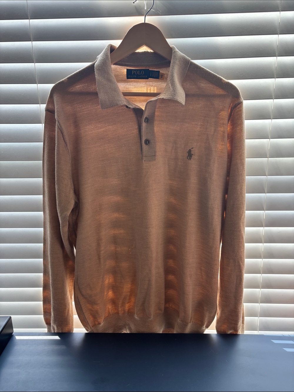 Polo by Ralph Lauren Long-Sleeve Polo Shirt in Light Beige